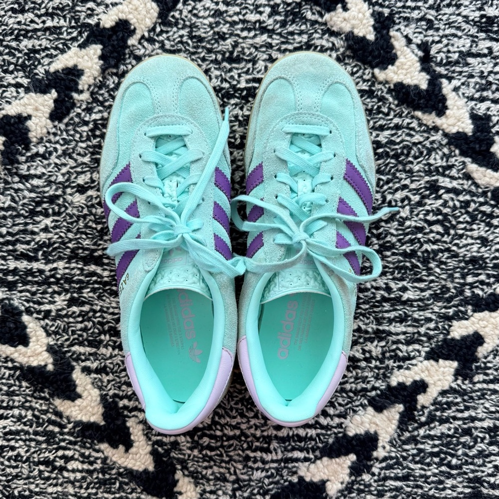 Adidas Gazelle Sneaker mint green purple and gum women’s size 7.5 sneaker
